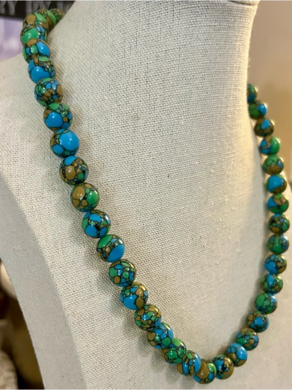 Sea Sediment Jasper Round Beaded Necklace w/Sterling Clasp - Picture 12 of 17